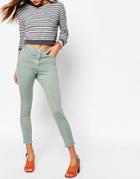Asos Ankle Length Stretch Skinny Pants With Raw Hem - Mint