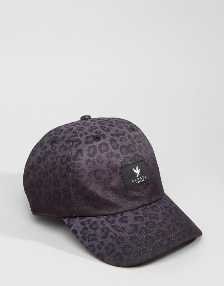 Devote Baseball Cap In Leopard Fade - Black
