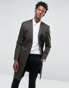 Asos Slim Cotton Blazer In Longline With Pocket Detail - Green
