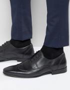 Frank Wright Brogue Wing Tip Shoes In Black - Black