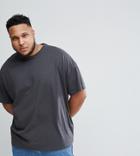 Asos Design Crew Neck T-shirt In Greyasos Design Plus Oversized T-shirt In Washed Black - Black