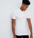 Asos Design Tall Muscle Fit Short Sleeve Jersey Polo In White - White