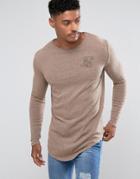 Siksilk Knitted Long Sleeve T-shirt In Stone - Stone