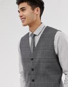 Jack & Jones Premium Slim Wedding Suit Vest In Check-gray