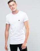 Asos Longline Muscle T-shirt With Roll Sleeve And Logo - White