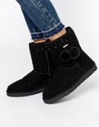 Head Over Heels By Dune Rozz Pom Pom Cosy Flat Boots - Black