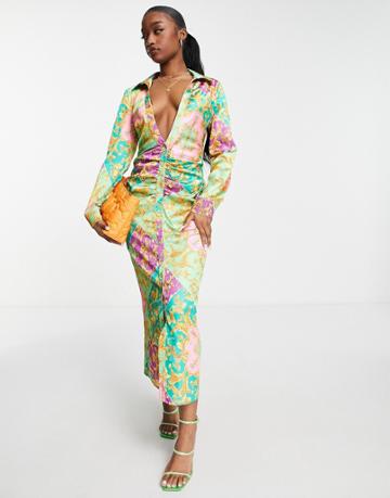 Ei8th Hour Midi Shirt Dress In Scarf Print-multi