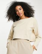 Madewell Cropped Long Sleeve T-shirt In Beige Stripe-pink