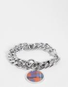 Tommy Hilfiger Chunky Chain Bracelet With Charm In Silver