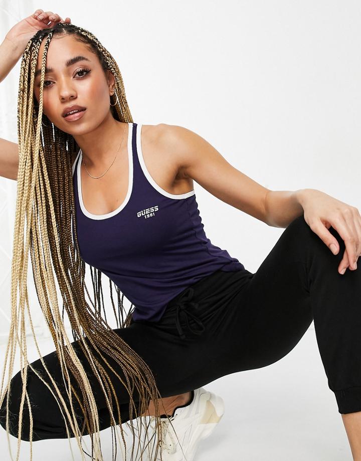Guess Racer Back Tank Top In Navy