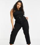 Asos Design Curve Organic Cotton Blend High Rise 'original' Mom Jeans In Black