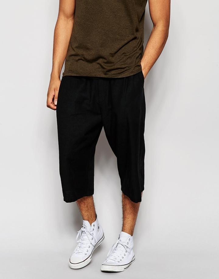 Asos Culottes In Textured Fabric - Black