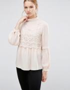 Love & Other Things High Neck Victoriana Blouse - Pink