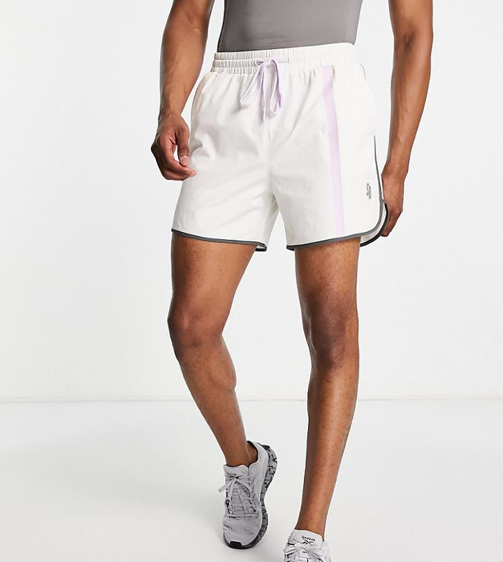 South Beach Panelled Color Pop Runner Shorts In Cream-white