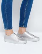 Asos Date Night Lace Up Sneakers - Silver
