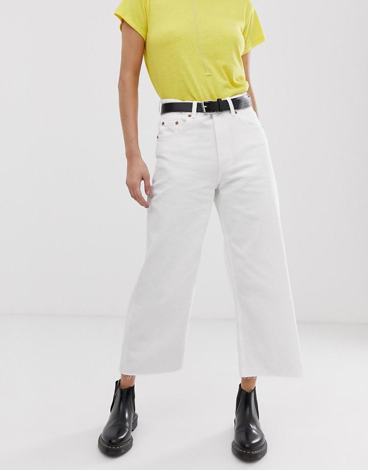 Cheap Monday Ally Cropped Wide Leg Jeans - White