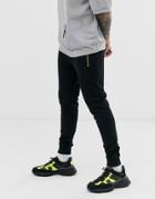 Asos Design Skinny Sweatpants In Black With Silver Zip Pockets