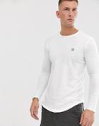 Le Breve Basic Longline Long Sleeve Top-white