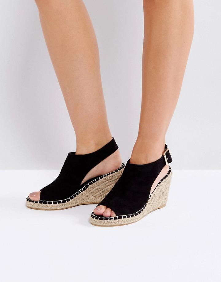 Vero Moda Peep Toe Wedge Esapdrille - Black