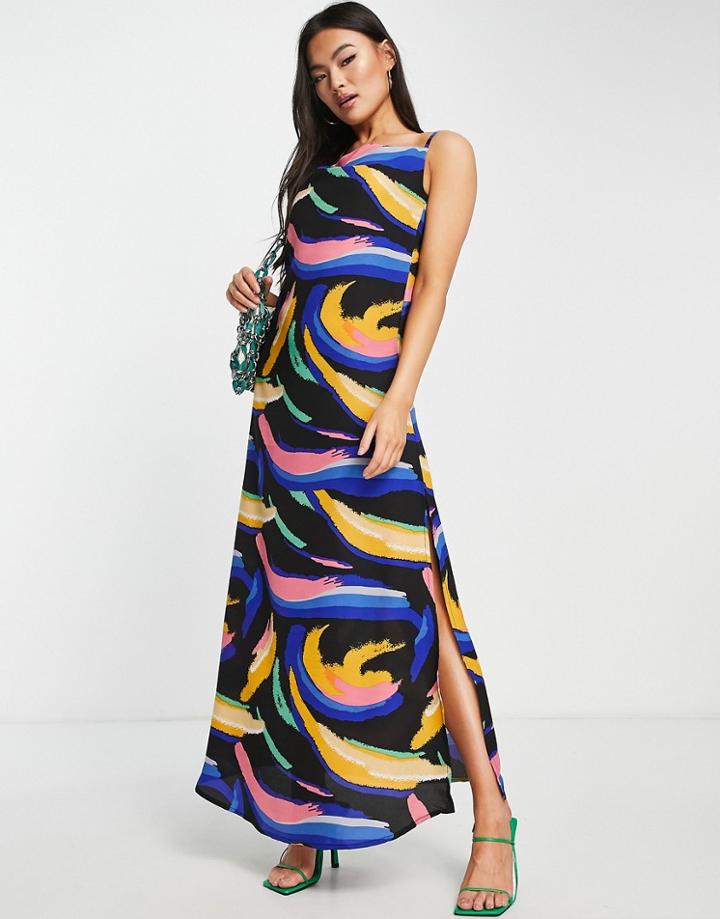 Ax Paris Cowl Neck Maxi Dress In Geo Print-multi