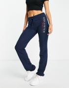 Hollister Straight Leg Logo Joggers In Navy