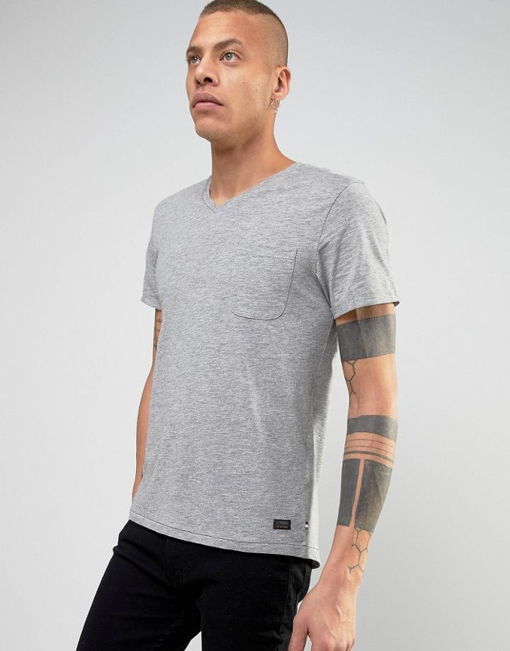 Produkt V-neck T-shirt With Pocket - Gray
