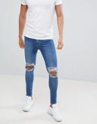 Jaded London Super Skinny Jeans With Rips In Blue - Blue