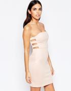 Oh My Love Body-conscious Dress With Cut Out Sides - Blush