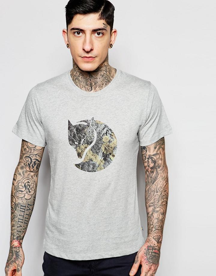 Fjallraven T-shirt With Rock Logo - Gray