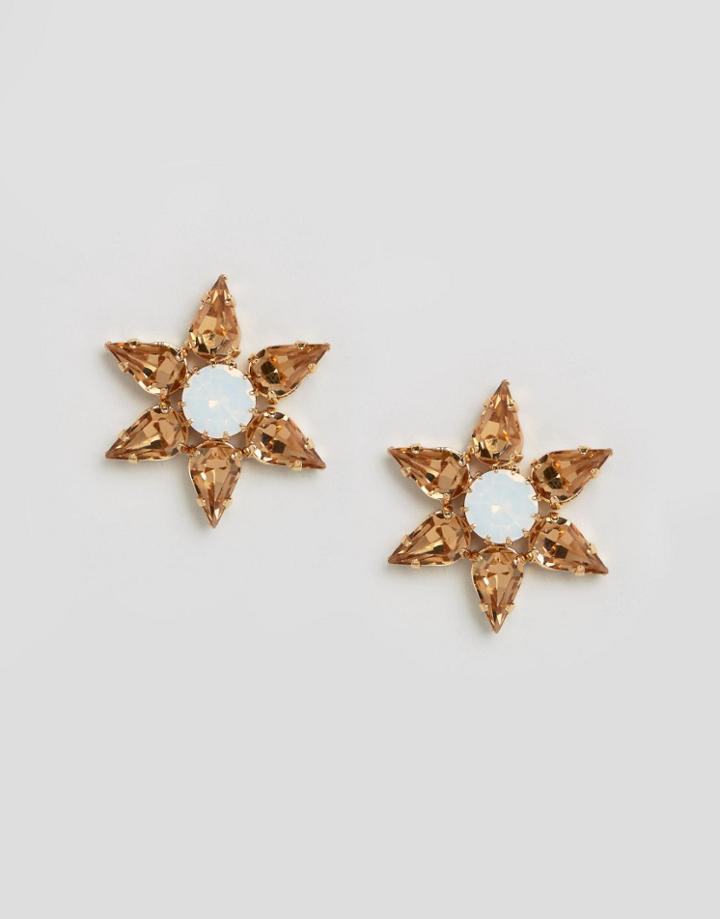 Krystal Swarovski Crystal Star Burst Earrings - Gold