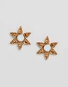 Krystal Swarovski Crystal Star Burst Earrings - Gold
