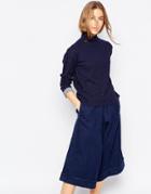 Asos Sweatshirt With Funnel Neck In Pinstripe - Navy