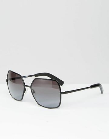 Karl Largerfeld Square Sunglasses In Shiny Black - Black