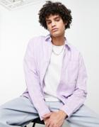 Topman Relaxed Stripe Shirt In Lilac And White-purple