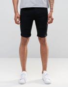 New Look Skinny Denim Shorts In Black - Black