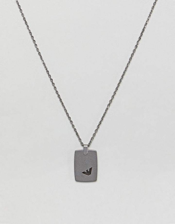 Emporio Armani Dog Tag Necklace In Silver - Silver