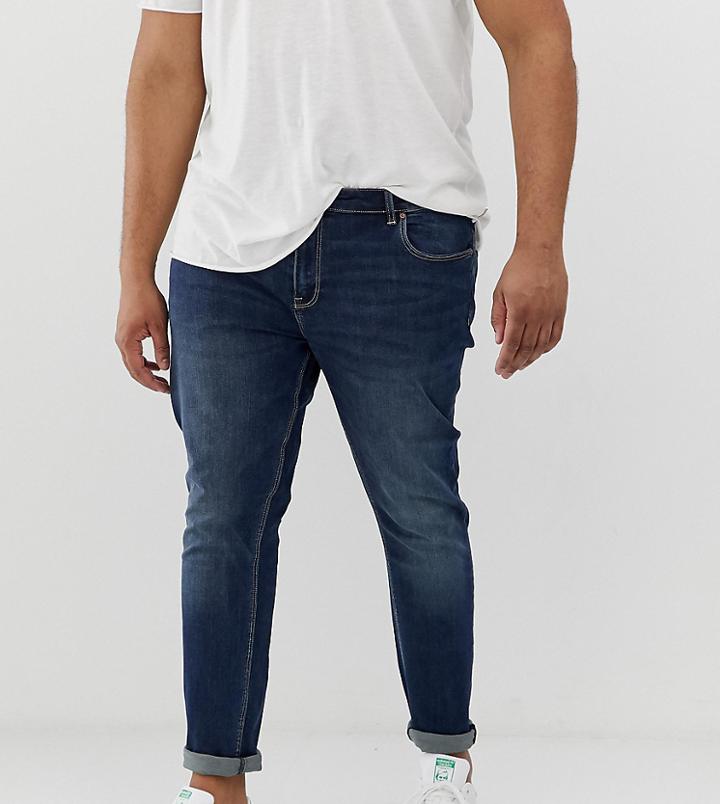 Asos Design Plus Skinny Jeans In Dark Wash-blue