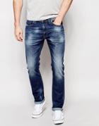 Diesel Jeans Thavar 848c Slim Fit Stretch Light Wash Distressed - Light Wash