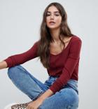New Look Tall Button Through Top In Red - Red