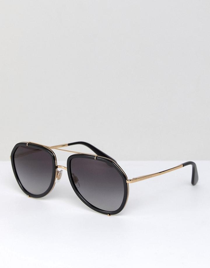 Dolce & Gabbana 0dg2161 Aviator Sunglasses In Black 55mm - Black