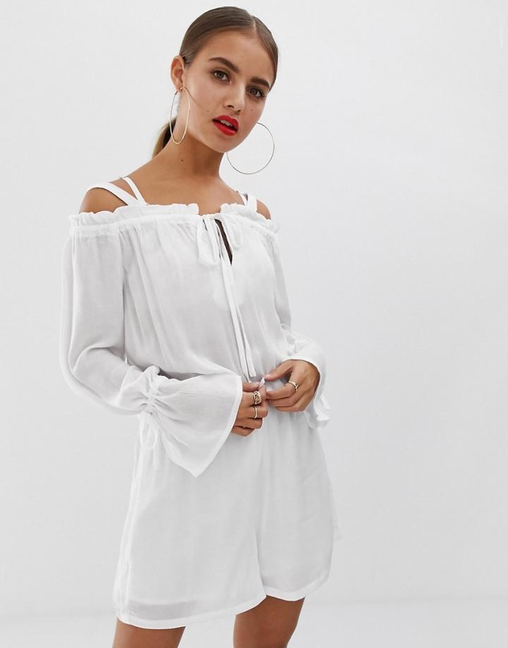 Noisy May Off Shoulder Romper - White
