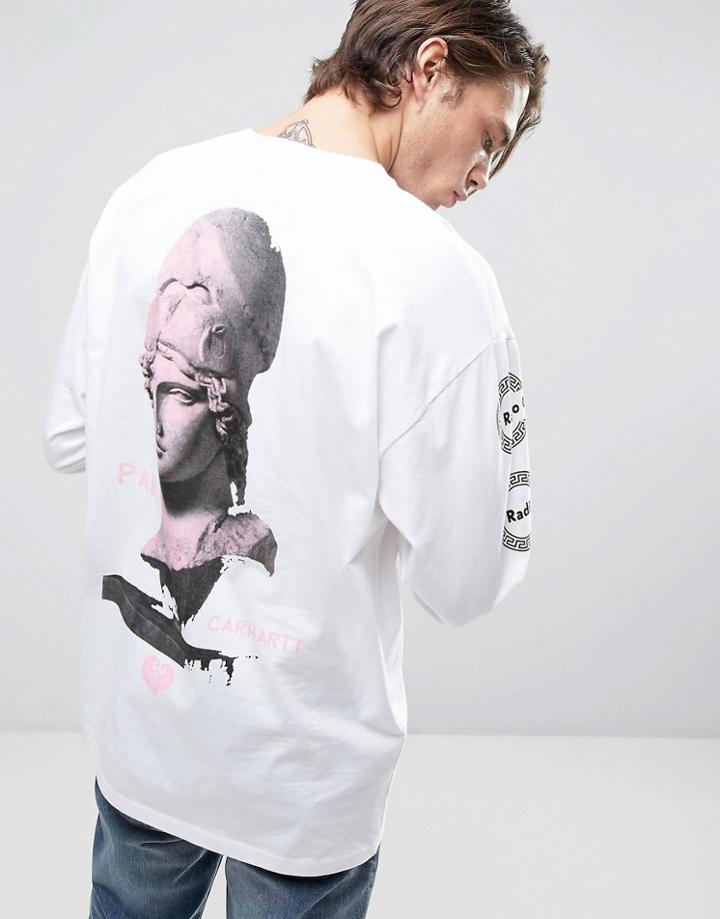 Carhartt Wip Radio Club Long Sleeve T-shirt With Roma Back Print - White