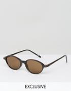 Reclaimed Vintage Round Sunglasses With Brown Lens - Black
