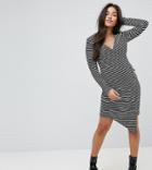 Asos Maternity Stripe Zip Side Wrap Dress - Multi
