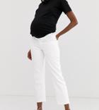 Asos Design Maternity Florence Authentic Straight Leg Jeans In Bone Chalky White With Side Bump Bands