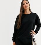 Asos Design Tall Sweat Dress With Front Pocket-black