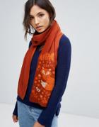 Alice Hannah Fox Jacquard Scarf - Tan