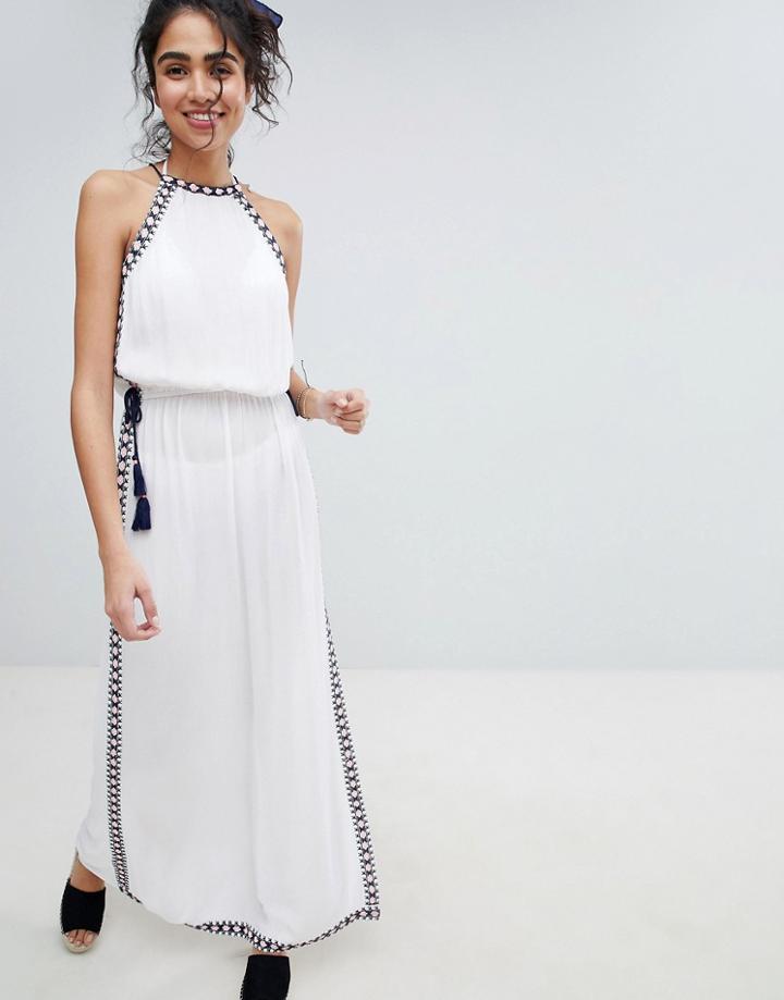 New Look Halter Stitch Maxi Beach Dress - White