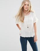 Vila Ruti Flutter Sleeve Blouse In Pristine - Vila Ruti Flutter Sl