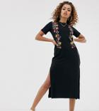 Asos Design Petite Printed Floral Midi T Shirt Dress